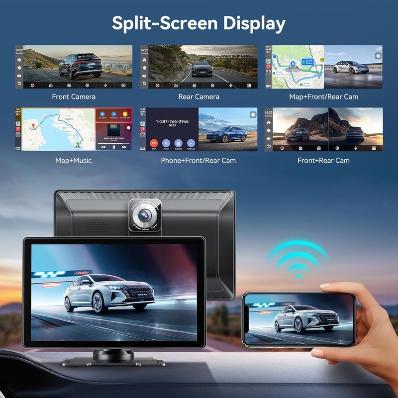 Carpeer Portable Apple Carplay Screen for Car, 8.9" Car Play Touchscreen, 4K Dash Cam & 1080P Backup Camera, Wireless Carplay, Android Auto, Mirror Link, GPS Navigation, Voice Control (8.9inch) - Image 4